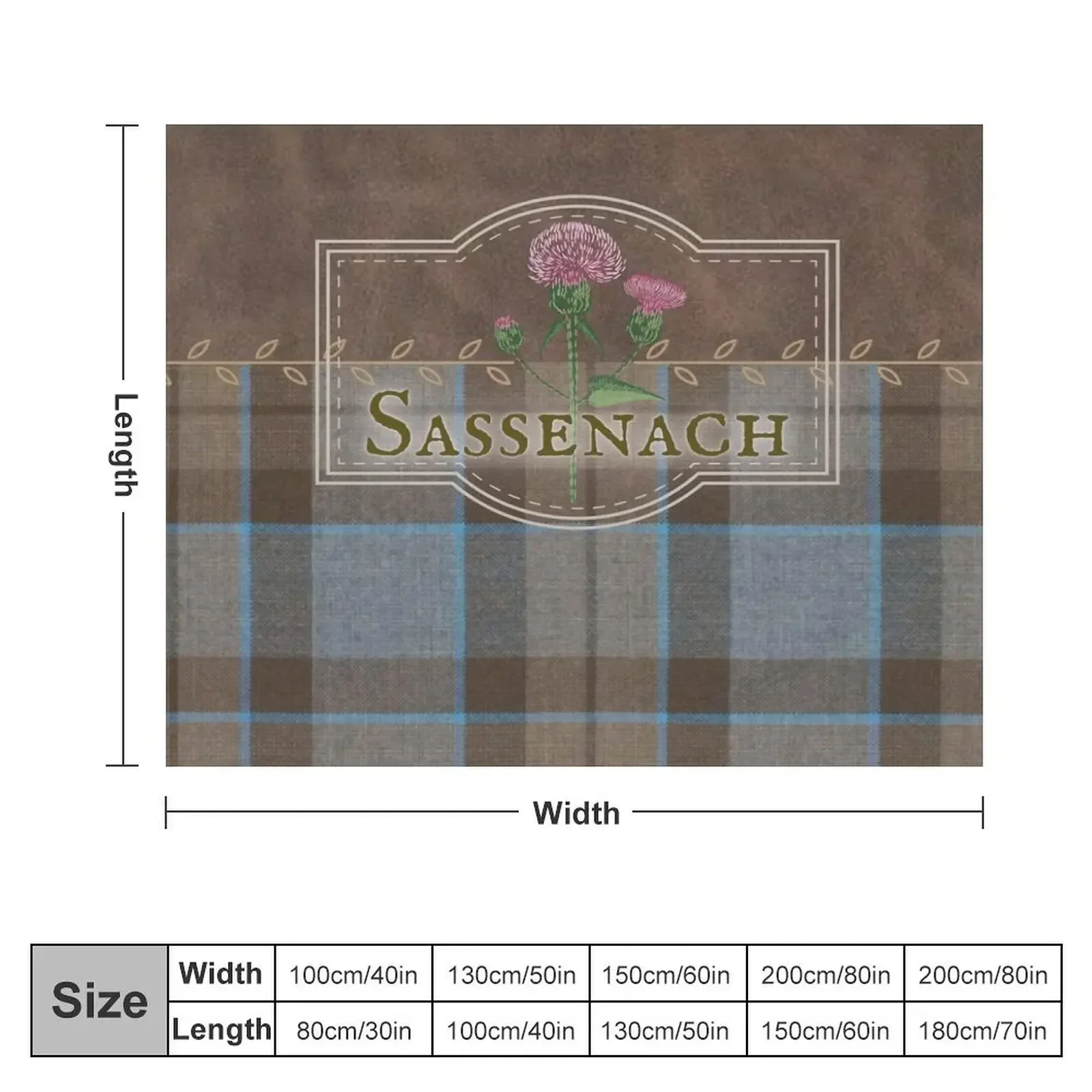 Outlander - Sassenach Leather and Tartan with Thistles and Leaves Throw Blanket manga wednesday Blankets