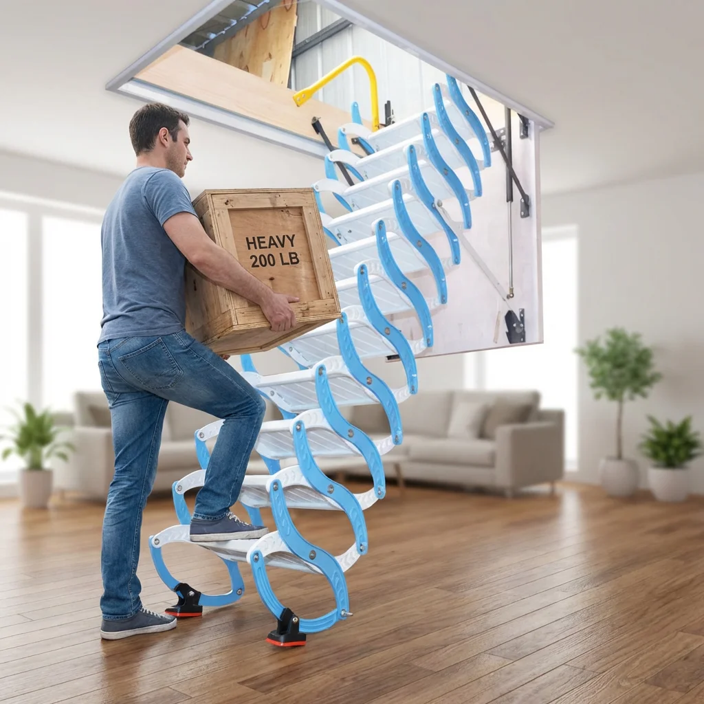 ！@Escalera Telescopic Ladder Aluminum Telescopic Ladder Folding Metal Attic Stairs Electric Loft Ladder Retractable Stairs