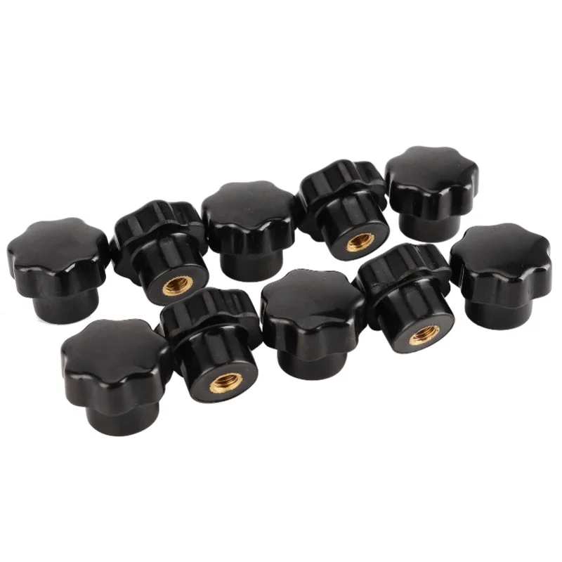 10Pcs Nuts Knob Grip Handle 7-Star With Female Thread Brass Core M6x25 For Machine Tool