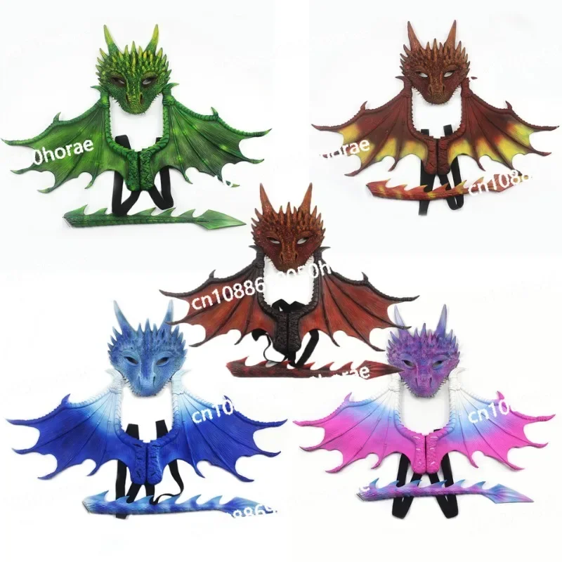 

Halloween Children's Party Decoration Dragon Wings Tail Mask Set Cosplay Props