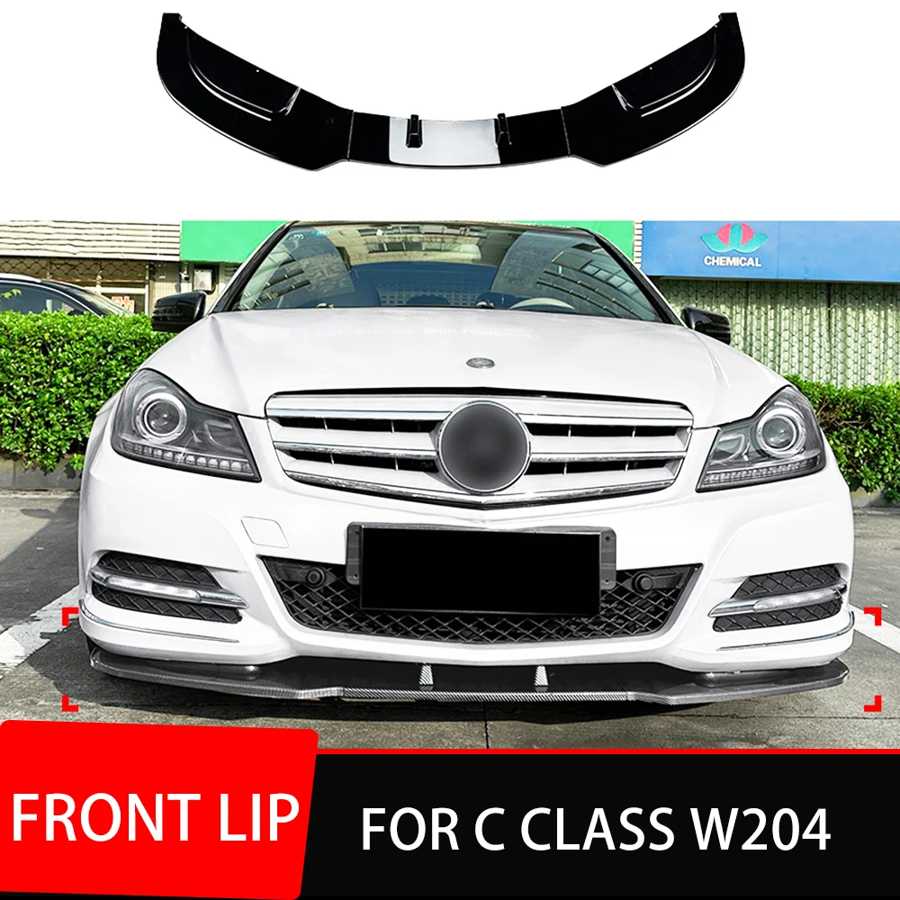 

For Mercedes-Benz C-Class W204 2011-2014 Car Front Bumper Splitter Lip Diffuser Spoiler Cover Guard Carbon Printing Decoration