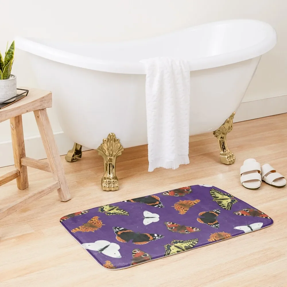 

Butterflies purple Bath Mat Carpet Living Room Waterproof Bathroom Rugs Anti-Slip Bathtub Non-Slip Bathtub Mat