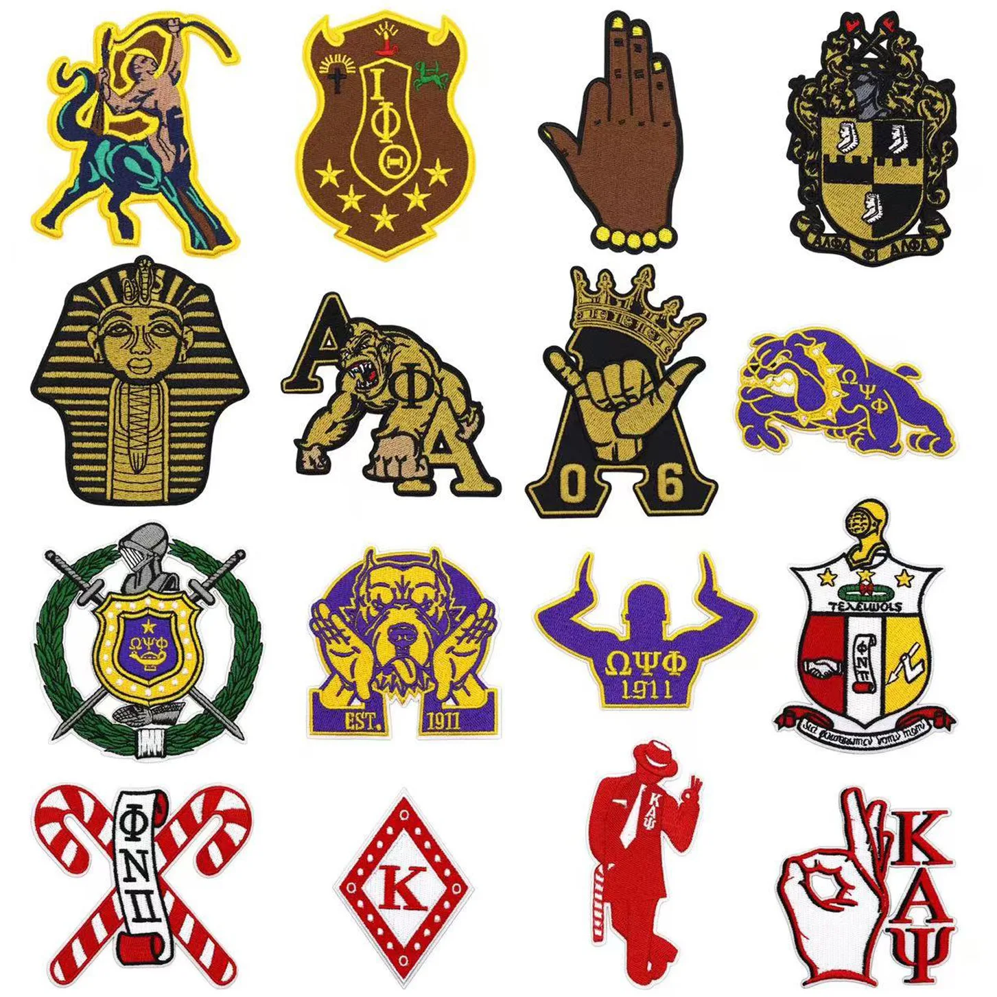 10 Pcs Black Gold Badges Embroidered Patches Iron Clothing Hat Bag Shoe Repair Material Phone Gift Box Decor DIY Accessory