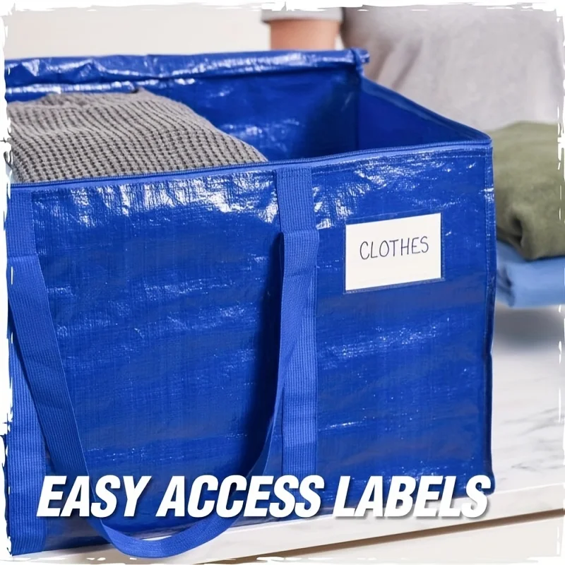 1pc Extra Large Moving Bags with Zippers Carrying Handles Heavy Duty Storage Tote Moving Boxes for Space Saving