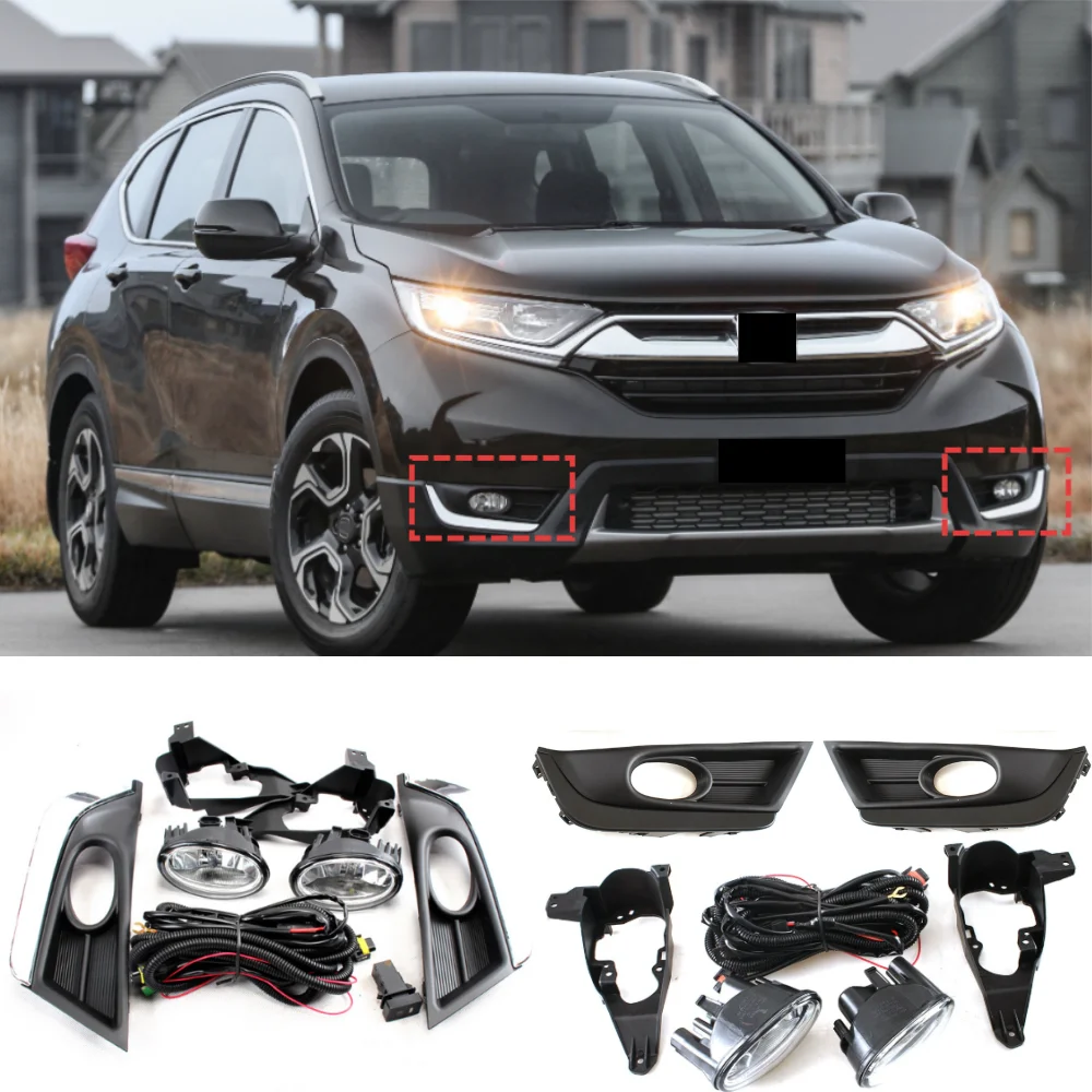 

For Honda CRV 2017-2019 Car Front Bumper Halogen Fog Lamp Assembly Kit