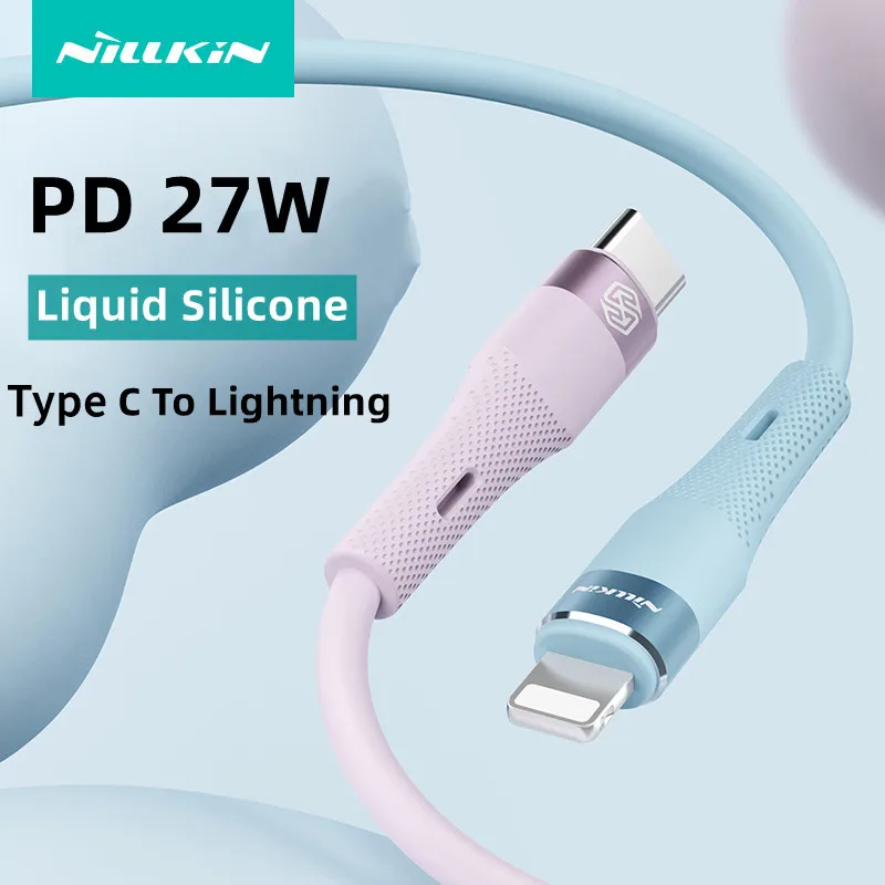 

NILLKIN Liquid Silicone Cable 27W PD Type C To Lightning 2.4A Fast Charging For iPhone 14 13 12 Pro Max USB C Fast Charge Cable