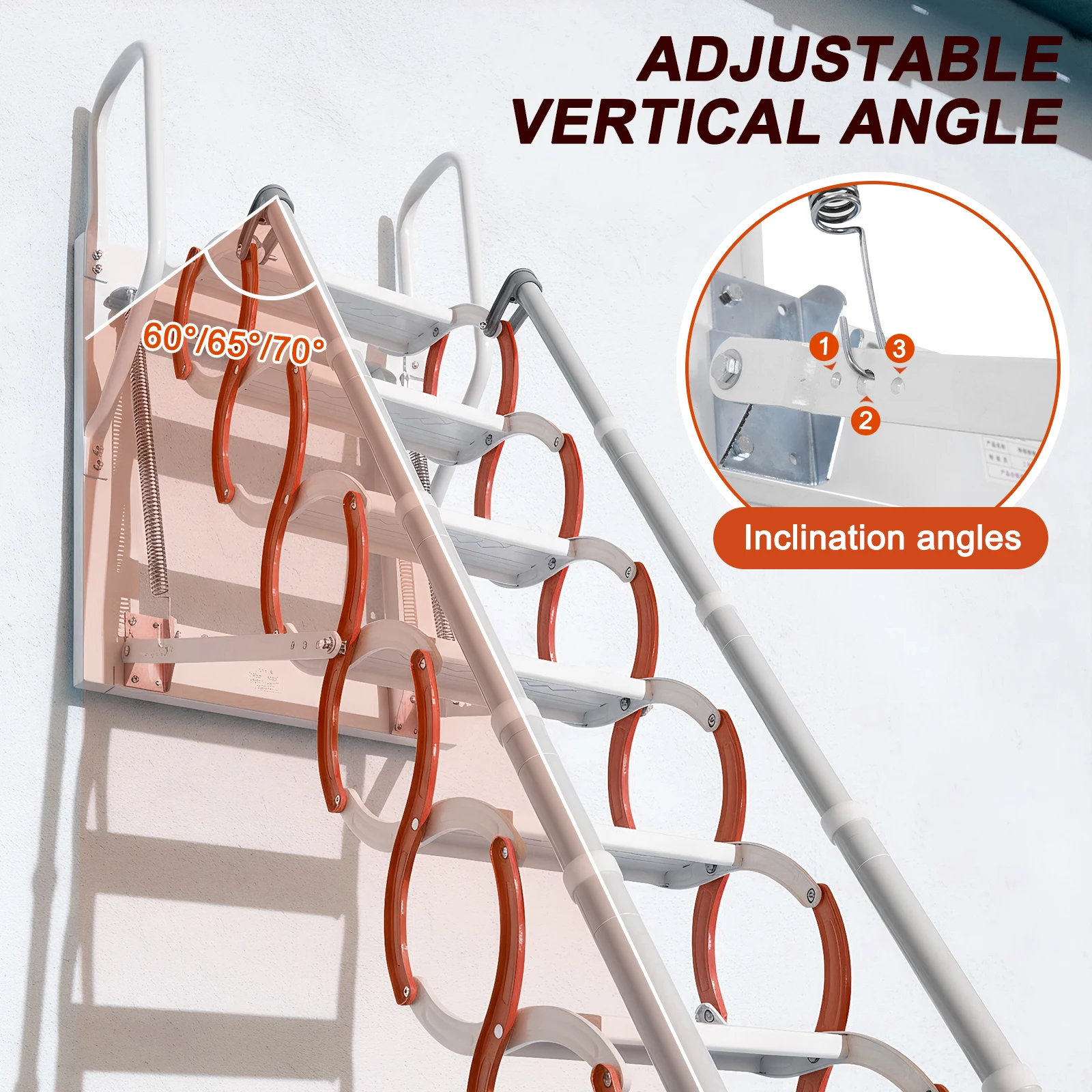 

Ceiling Mount Attic Ladder Invisible Telescoping Attic Stairs Manganese Steel with Handrails Suitable for Garages Roofs Basement