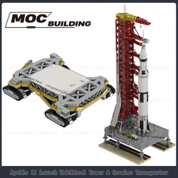 MOC Building Blocks Space Series Apollo 11 Launch Umbilical Tower And Saturn V Crawler Transporter DIY Assembled Bricks Toy Gift