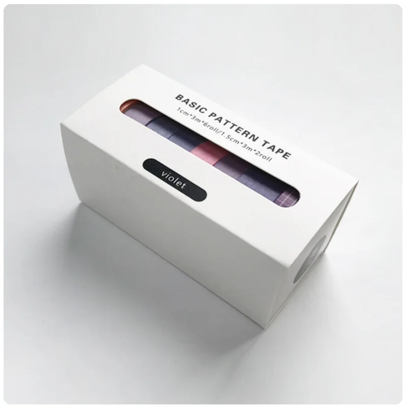 Card Lover 8 Rolls/Box Solid Color Simple Masking Tape Lattice Washi Tape Scrapbooking Journal Stationery