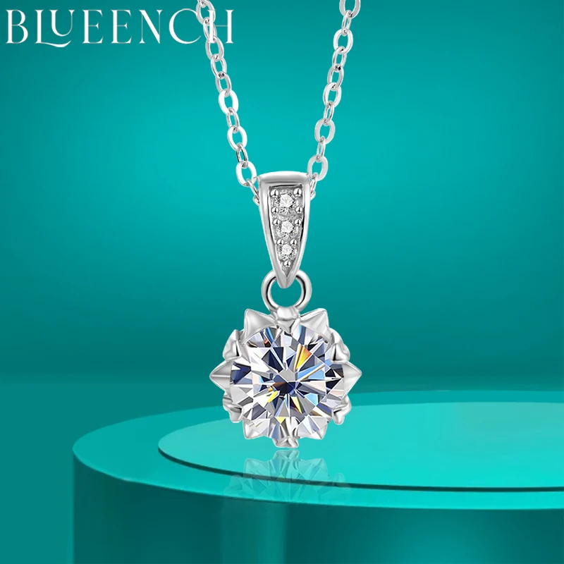 BLUEENCH D VVS1 Moissanite Pandent Necklace s925 Sterling Silver Plated 18k White Gold GRA Certified Dainty Necklaces for Women