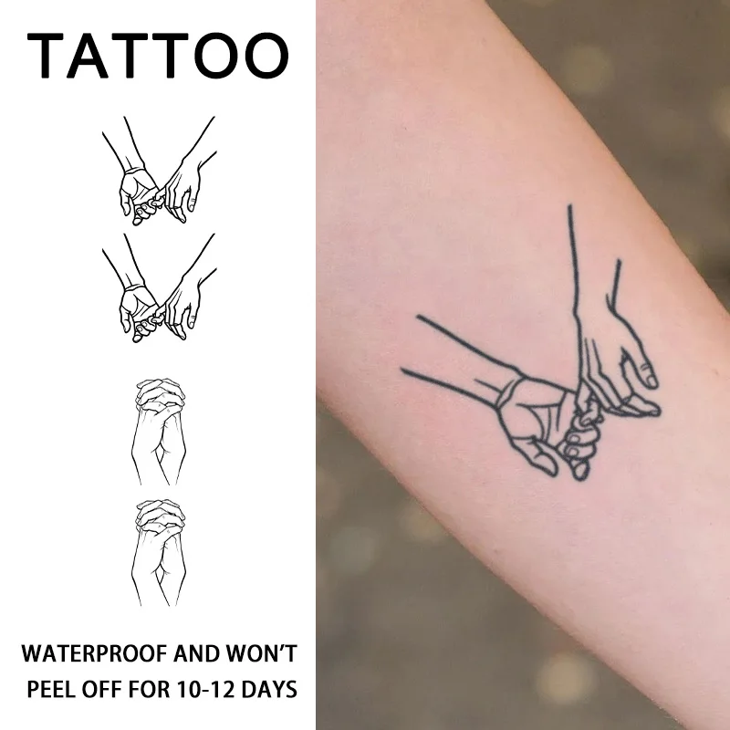 

Hand in Hand Couple Tattoo, Herbal Temporary Tattoo Stickers, Long-lasting Waterproof for One to Two Weeks, For Arm, Palm