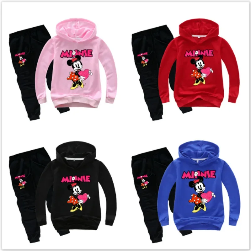 

Весенне-осенний комплект детской одежды, свитшот для маленьких мальчиков и девочек, штаны, комплект одежды из 2 предметов, детская одежда, костюмы, толстовки с Минни Маус