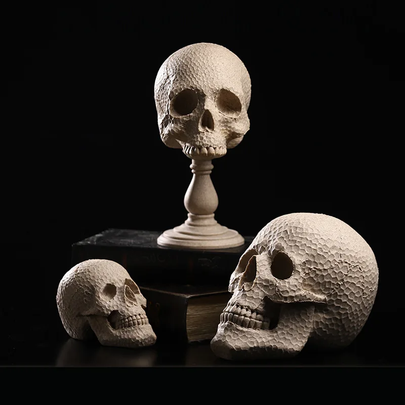 Nordic Creative Sandstone Vintage Skull Skeleton Cafe Bar Tabletop Counter Fine Ornaments Decorative Ornaments