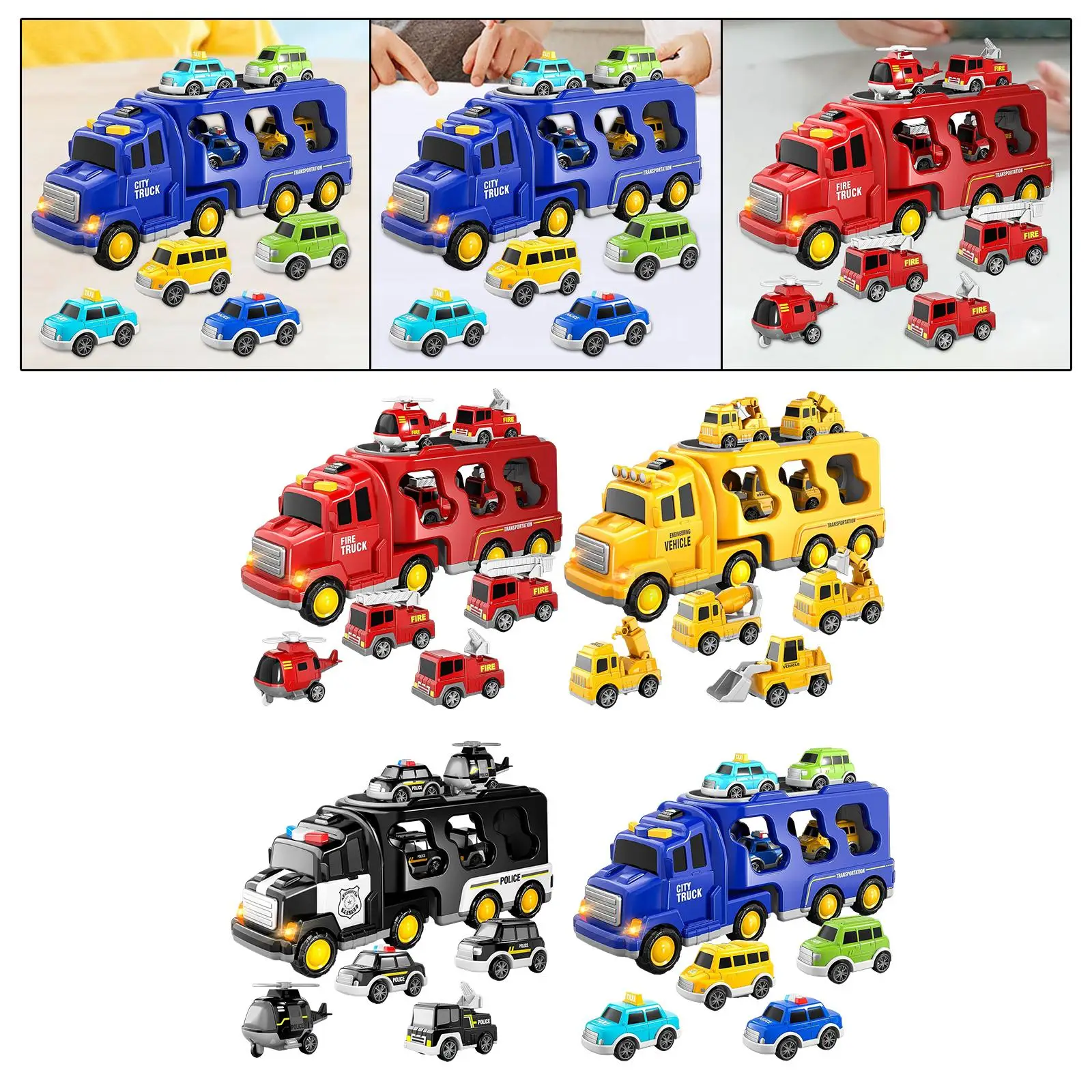 

Fire Truck Toy 7 in 1 Friction Power Toy with Lights and Sounds for Children