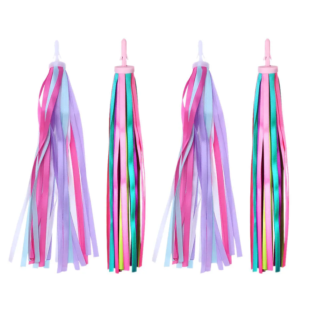 

2 пары лент для руля велосипеда, яркие цветные ленты, велосипедные бахромы, легко устанавливаемые декоративные аксессуары для езды, накладки на руль