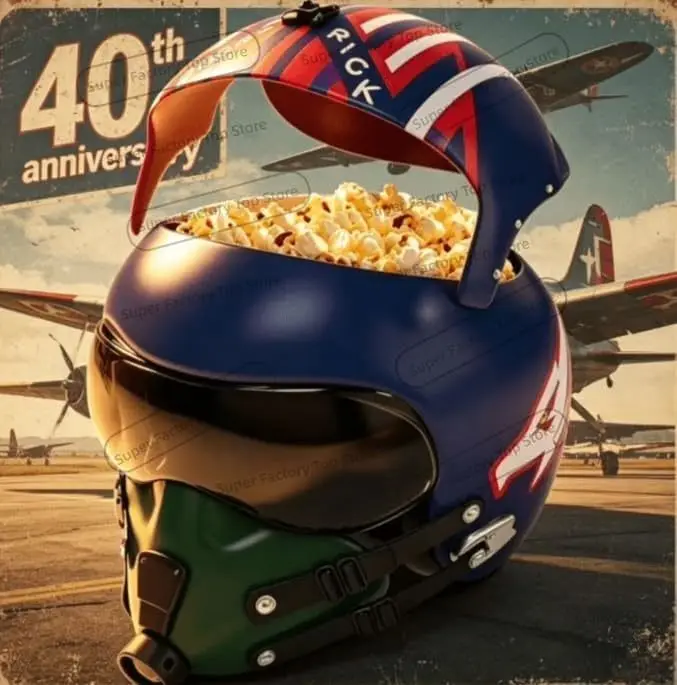New Maverick 40th Anniversary Pilot Helmet Popcorn Bucket- Goose & Maverick Collectible Reusable
