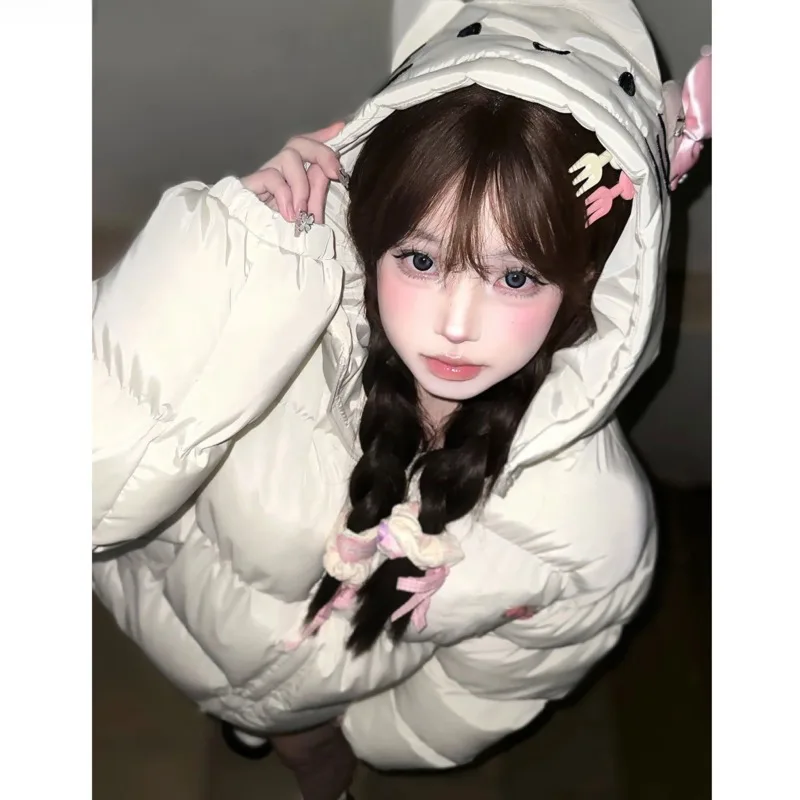 Sanrio Hello Kitty New Harajuku Tops Hooded Y2k College Style Cotton Coat Autumn Winter Fashion Clothes Women Cute Padded Jacket