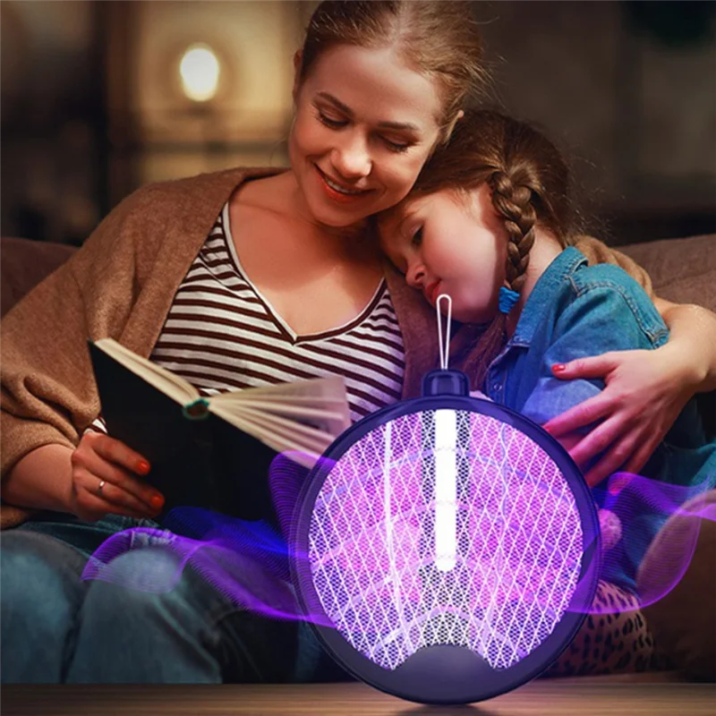 

A76K Mosquito Swatter With Lamp USB Rechargeable Foldable Bug Zapper Summer Fly Swatter