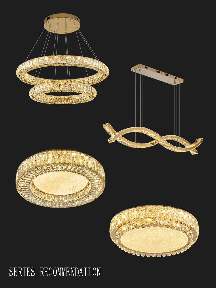 2024 K9 Crystal Modern Luxury Ceiling Chandelier Gold Classic Titanium Stainless Steel Ceiling Lights Led Home Appliance Lustre