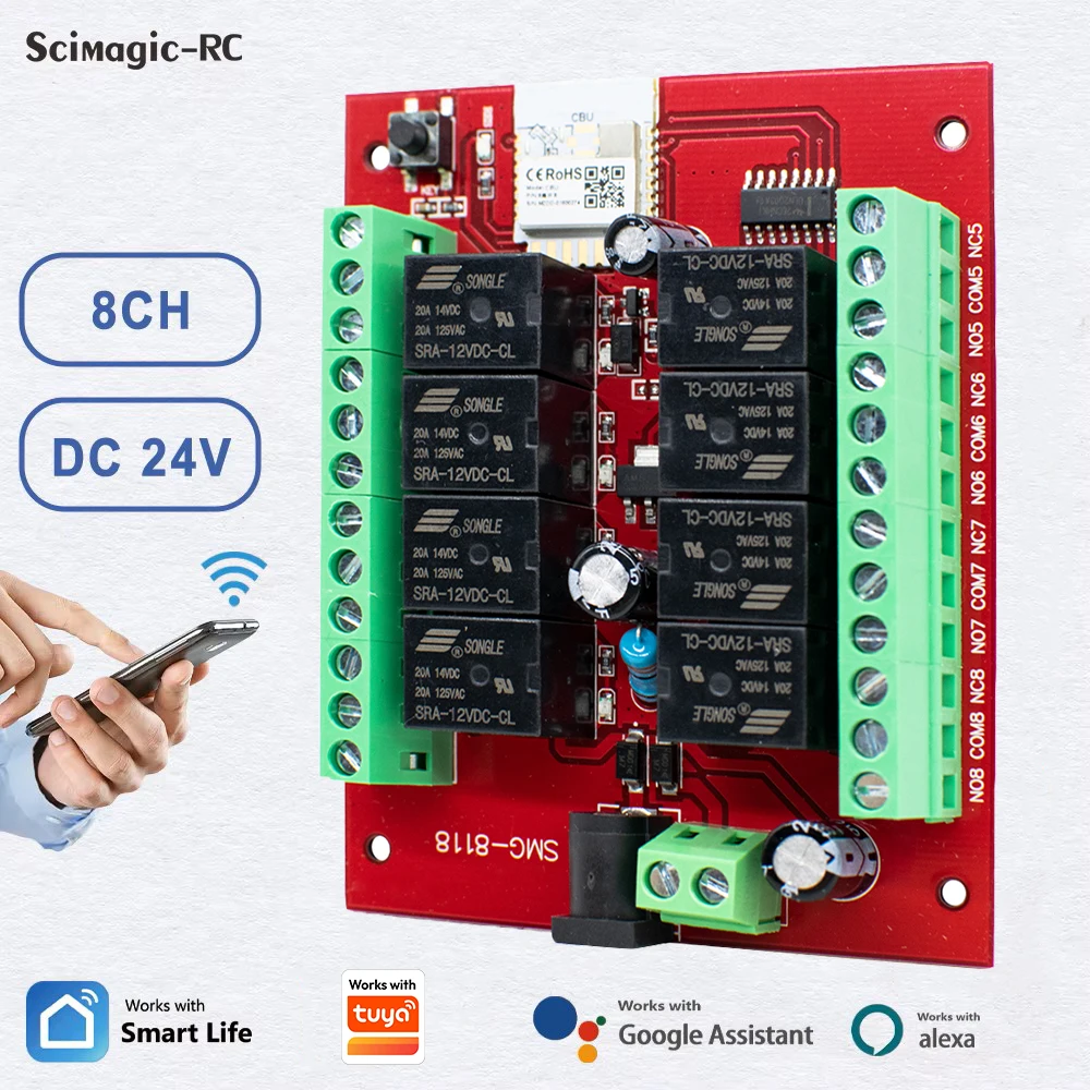 8 Channels Wifi Smart Switch Relay Module DC12V 24V APP Remote Control DIY Smart Home Automation Works With Tuya Alexa