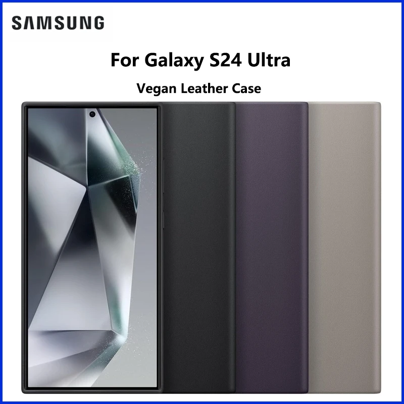

Original Samsung Galaxy S24 Ultra Vegan Leather Phone Case Protective Cover with Soft Touch Scratch Protection GP-FPS928