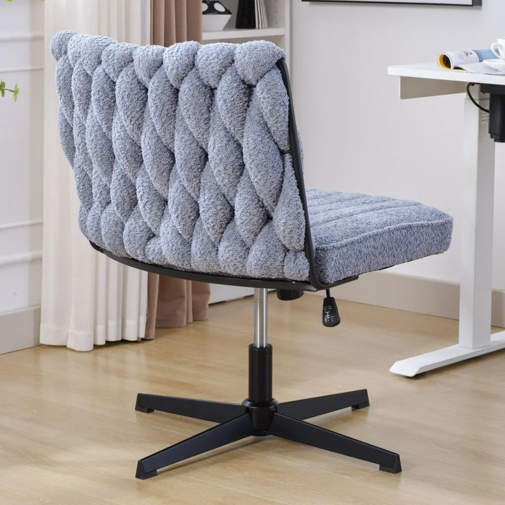 Armless Office Desk Chair No Wheel Stylish Design Wide and Soft Seat Ergonomic and Comfortable 360° Swivel Chair for Office Home