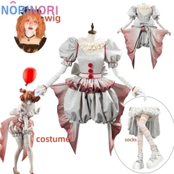 Movie Clown Pennywise Cosplay Costume Genderswap Halloween Horror Lolita Dress Up Women Fantasy Dress Carnival Party Full Set