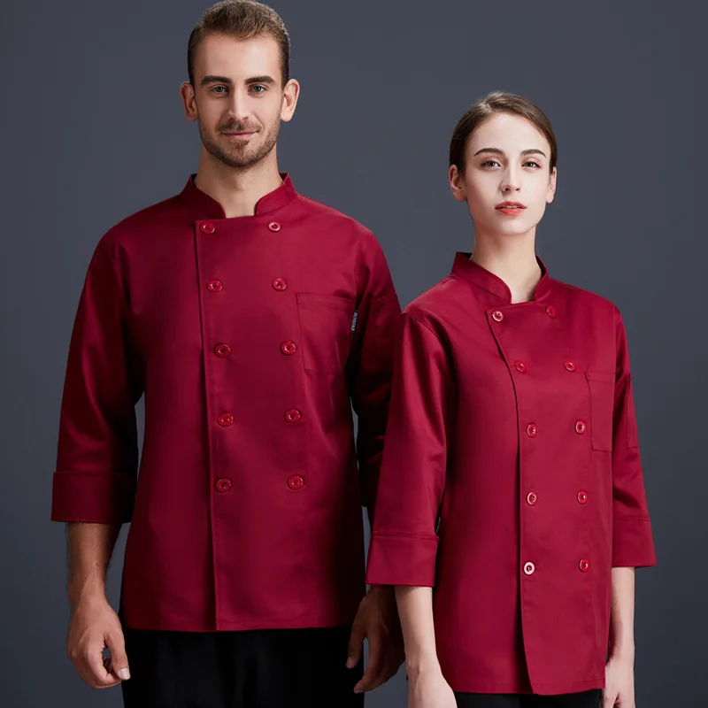 Puur wit chef-kok uniform werkkleding met lange mouwen voor herfst winter groot hotel chef-kok shirt restaurant kapper werkkleding overall