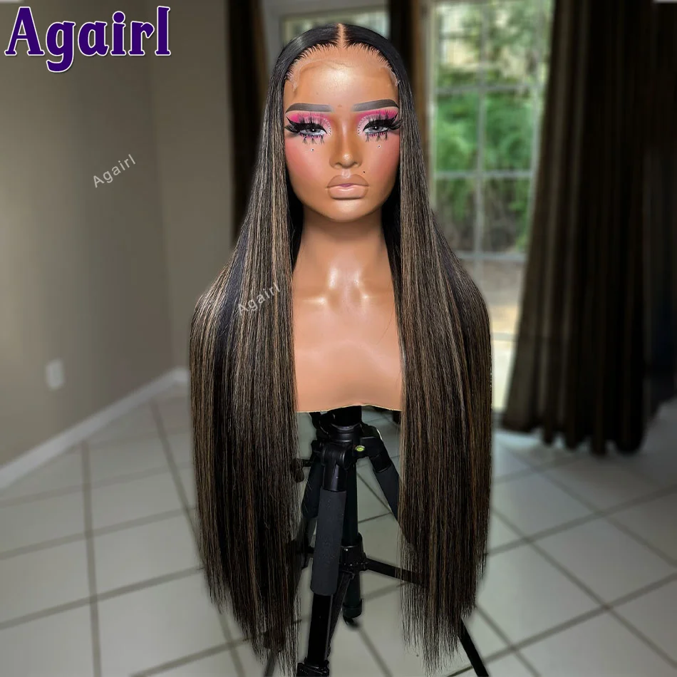 Perruque Lace Front Wig lisse naturelle-Sophia, cheveux humains, blond 1B/27, 13x6 13x4, à reflets