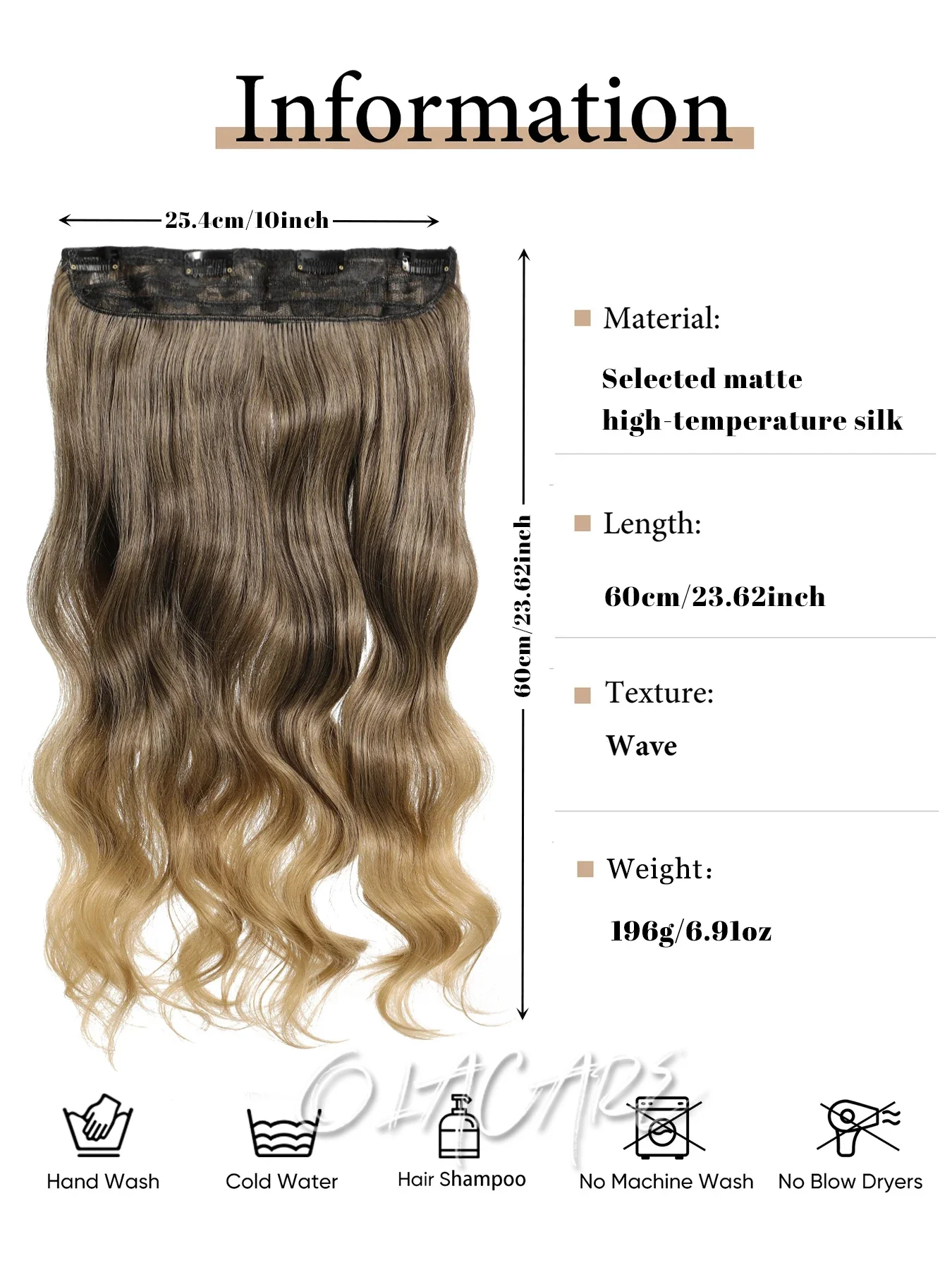 Synthetic 4 Clip In Hair Extensions Long Curly Wavy Hairstyle Hairpiece Omber Brown Blonde Natural Fake Hair For Women