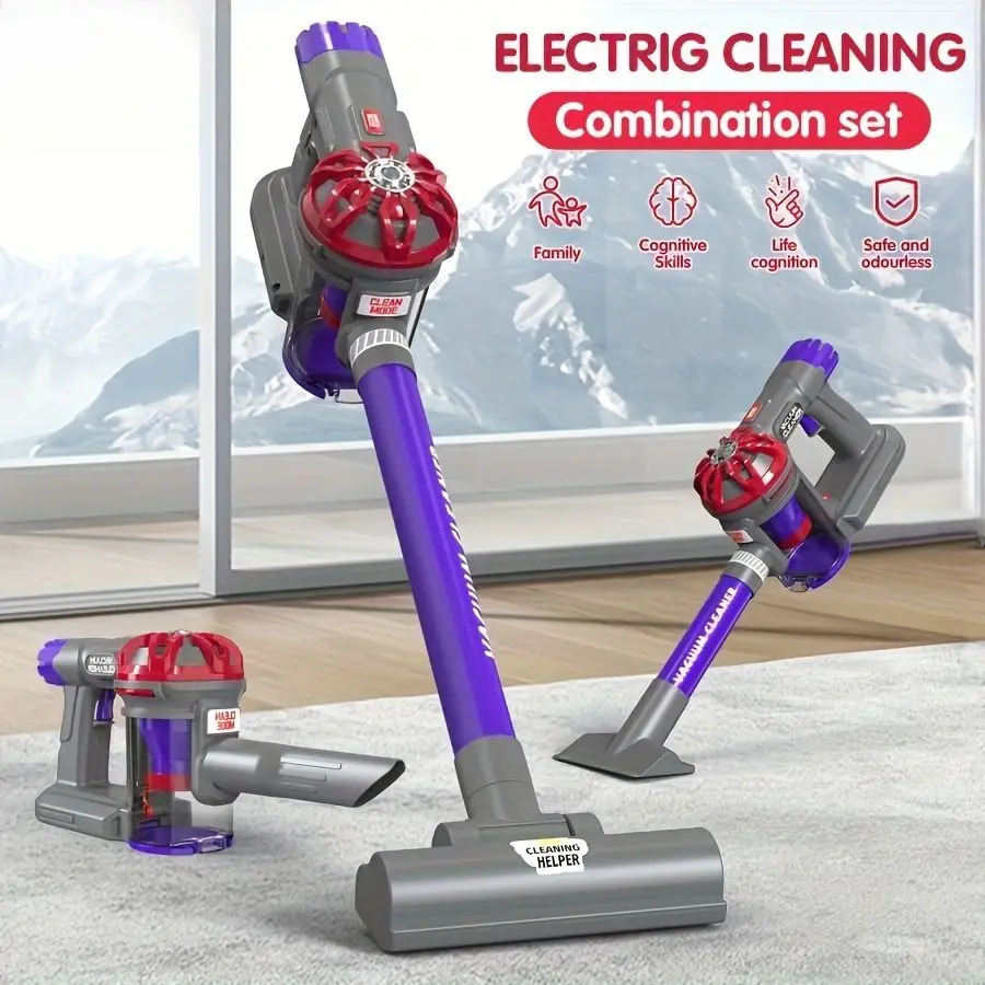 어린이용 진공청소기 장난감, 청소를 시뮬레이션하며 가정 책임감을 가르치는 도구로, 소녀와 소년에게 적합합니다.