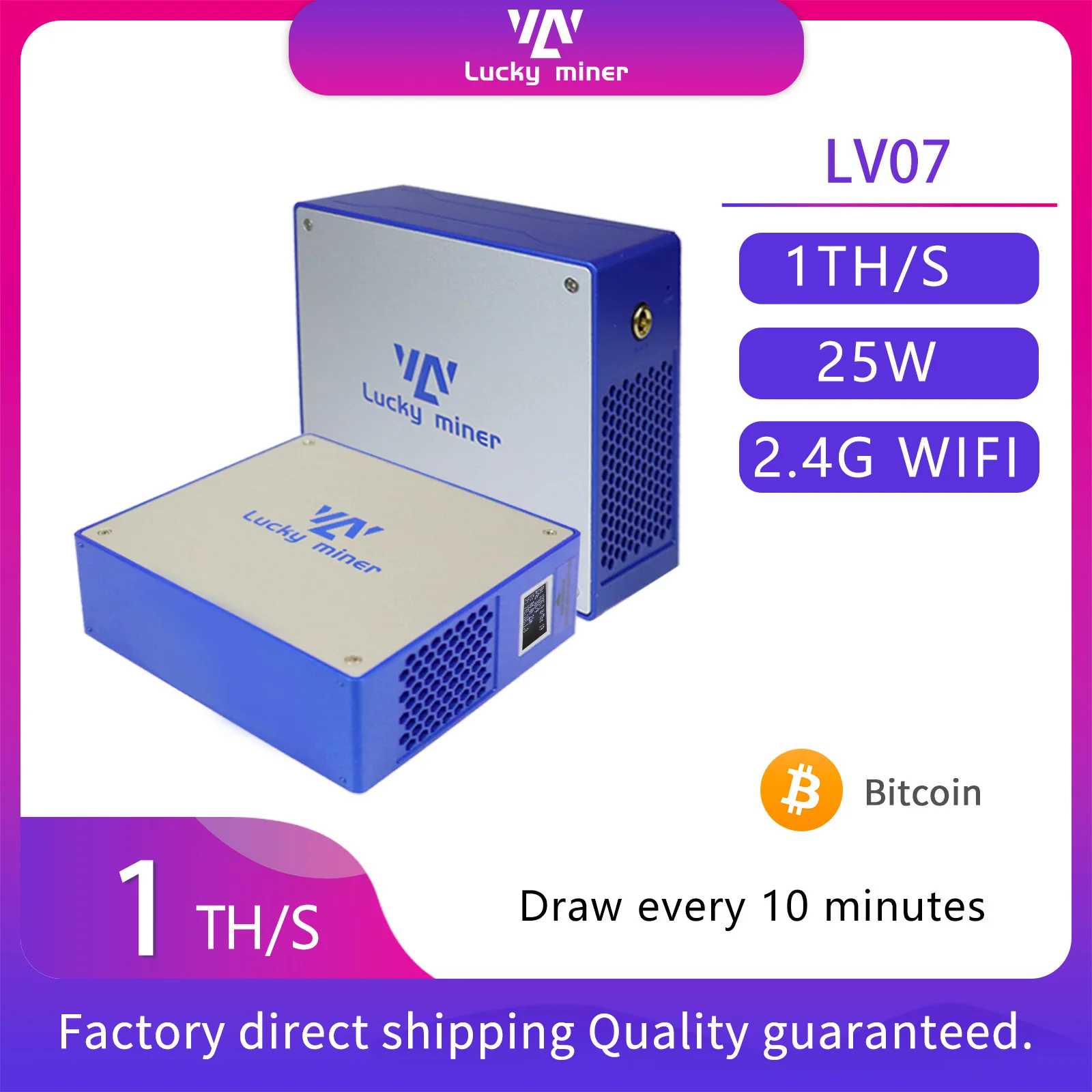 

Lucky Miner LV07 Solo miner 1TH/s Blockchain cryptocurrency mining machine Bitcoin Lottery Miner