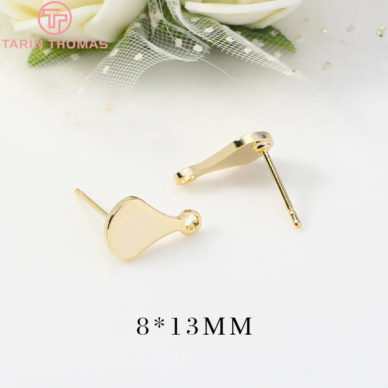 (2447)6PCS 24K Gold Color Plated Brass Shaped Stud Earrings for Jewerly Making Diy Jewelry Findings Accessories wholesale