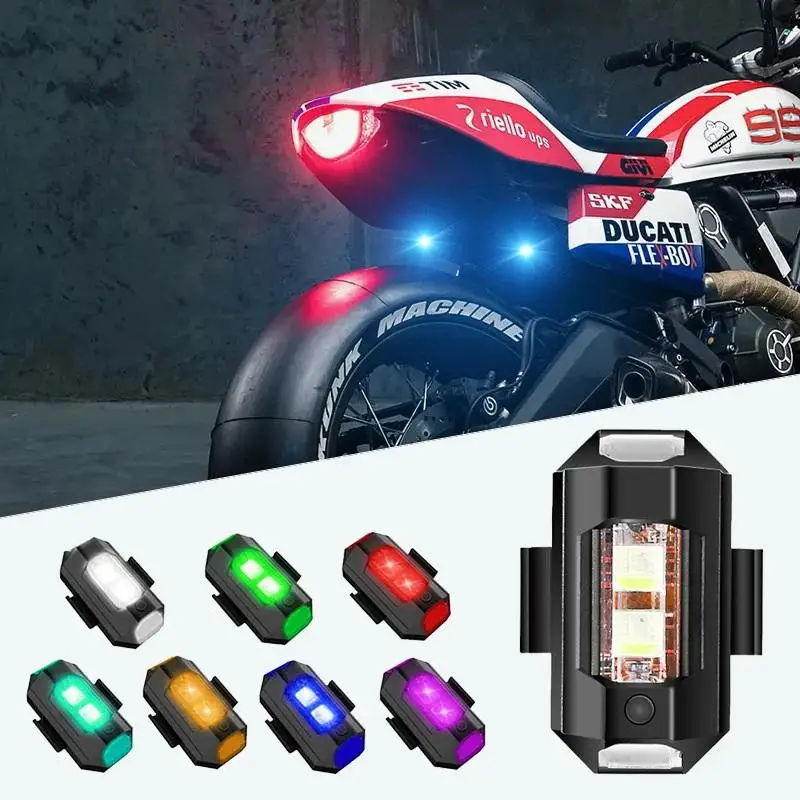 USB LED Motorcycle Lights Drone Strobe Anti-Collision Signal Mini Flashing Warning Light for Bike Aircraft Night Flying