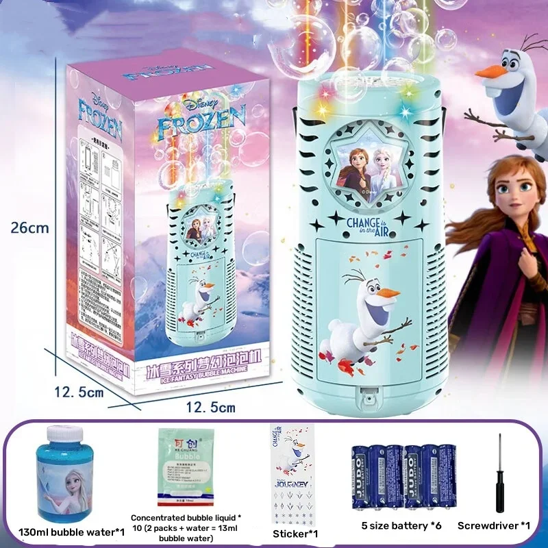 Disney-Machine à bulles électrique portable de la série Frozen pour enfants, feux d'artifice à bulles, jouets pour filles, cadeau de fête, escales, 33 trous