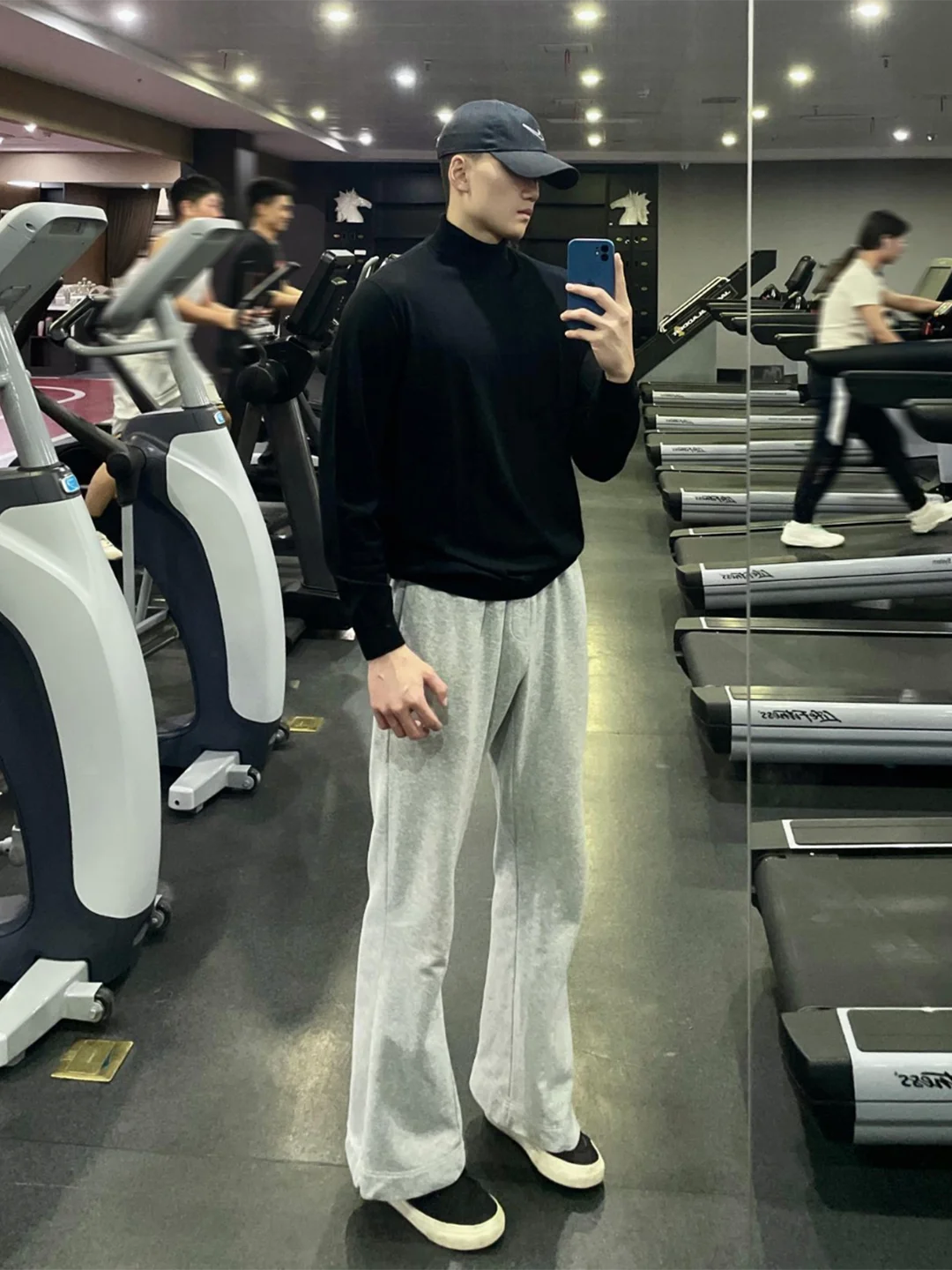 

ay Fitn Trousers Men's Autumn Winter Fce Lined Training Sports Pants Straight Leg Micro Flared Sweatpants