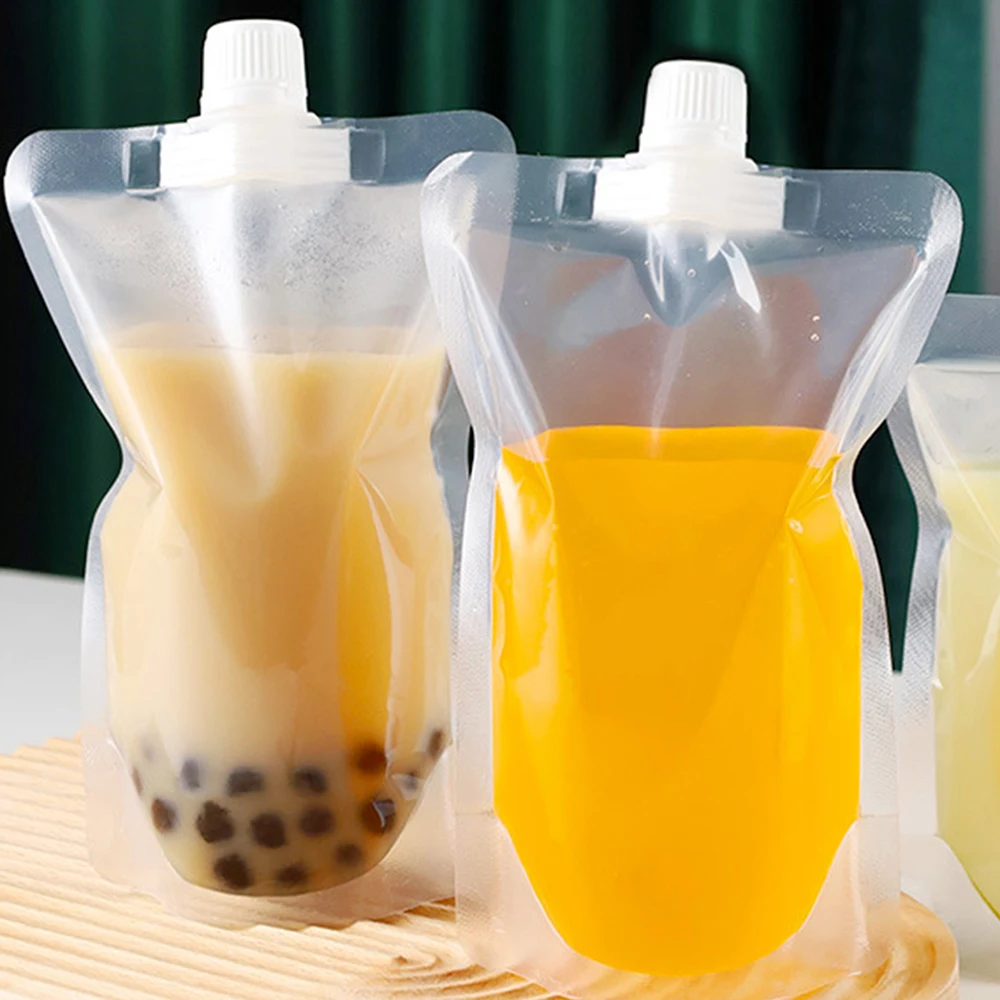 10PCS Large Aperture Suction Bag Transparent Juice Drink Self-Supporting Suction Bag Milk Tea Bag