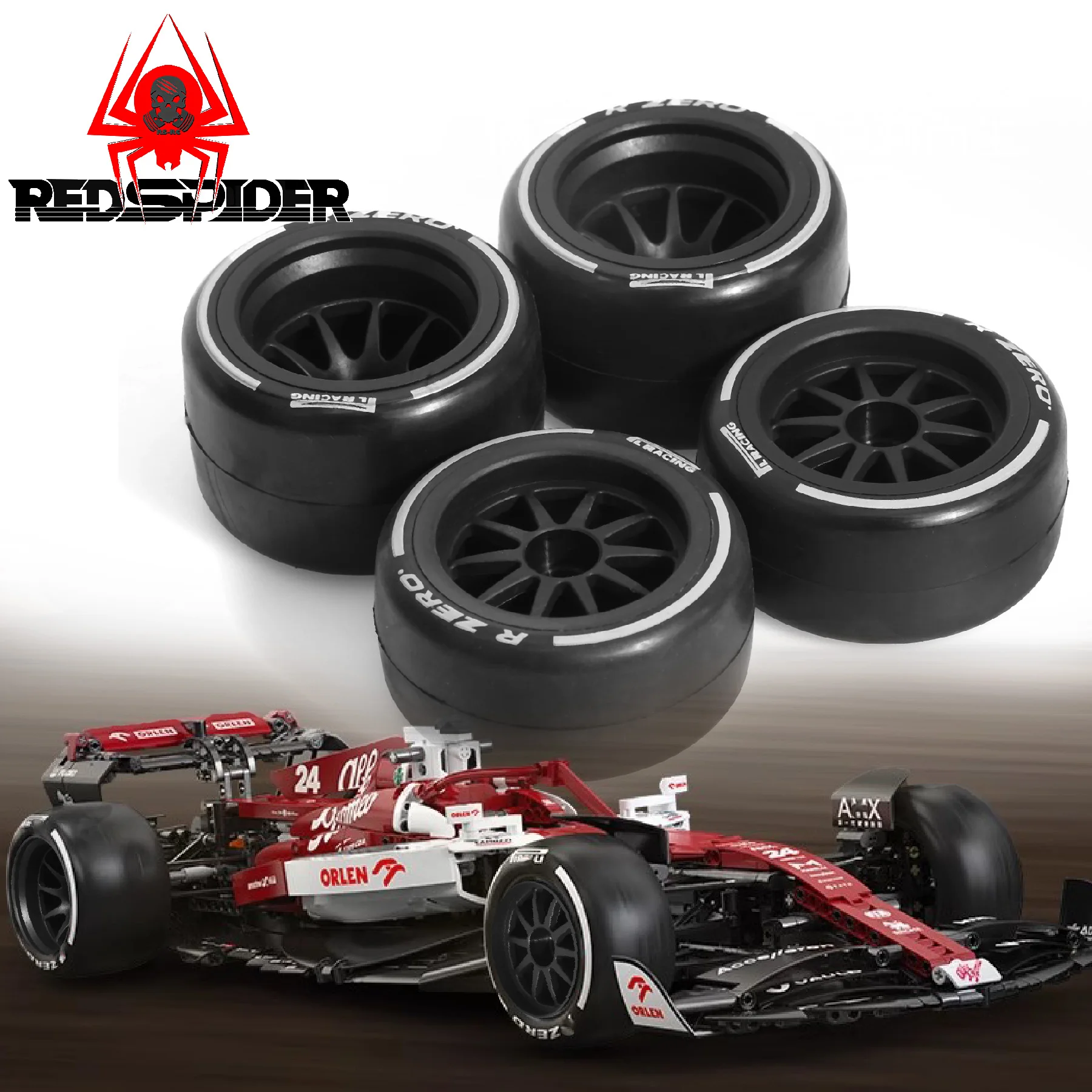 1/10 RC سيارة F1 سباق الإطارات المطاطية للعجلات الأمامية والخلفية 4 قطعة لقوى الفريق 1/10 F1