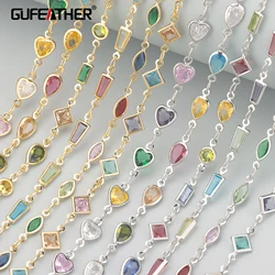 Gufeather c341, kette, pass reichweite, nickel frei, 18k gold rhodiniert, kupfer, zirkone, schmuck herstellung, diy armband halskette, 1 mt/los