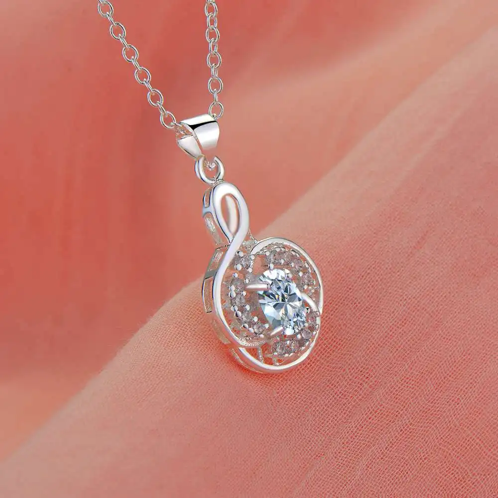 Women's 925 Sterling Silver Shining Zircon Pendant Necklace