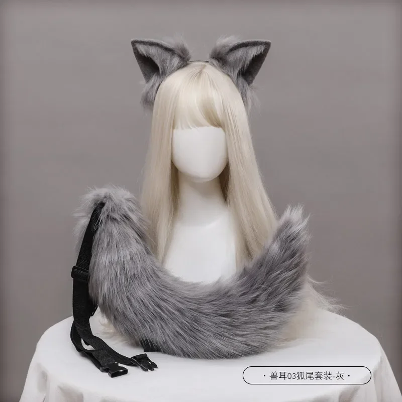 ญี่ปุ่น Anime Fox Tail และชุดหูคอสเพลย์ Prop Kamisama Kiss Hajimemashita Fox หูตุ๊กตาหมาป่าแมวฮาโลวีนของขวัญปาร์ตี้