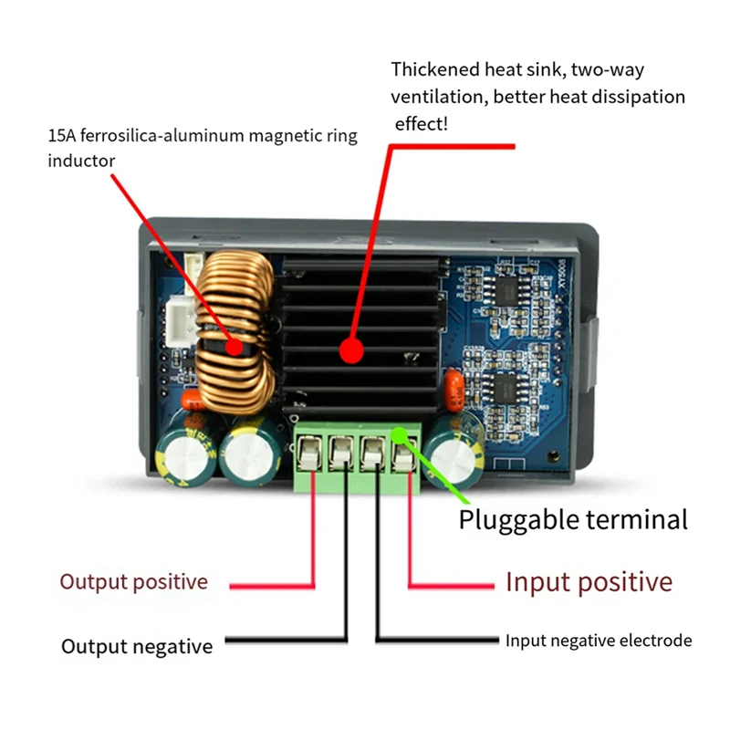 Convertitore boost antimpertensivo CNC da 250 W CC 6-55 V Ingresso alimentatore regolabile Modulo di ricarica solare a tensione costante