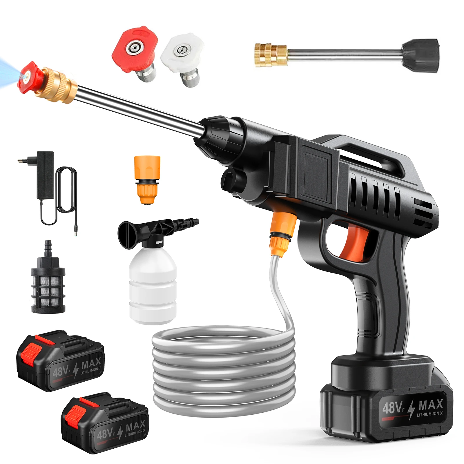 Pistolet de lavage haute pression sans fil 1500W 50 bars pour voiture, compatible avec batterie Makita