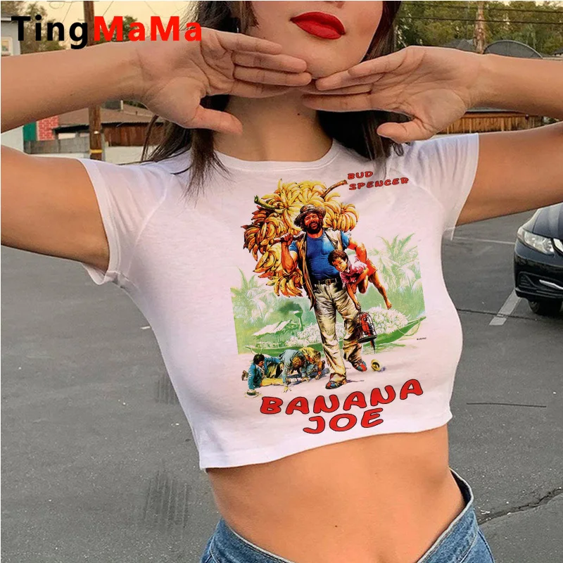 Bud Spencer clothes crop top women tumblr graphic tees women japanese clothes t shirt streetwear tumblr