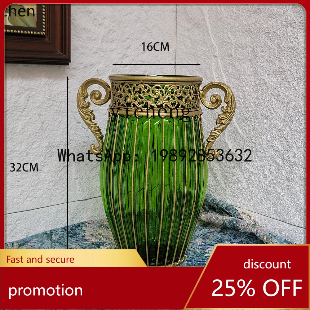 YFY Glass Vase Ornament Living Room Flower Arrangement Dining Table Decoration