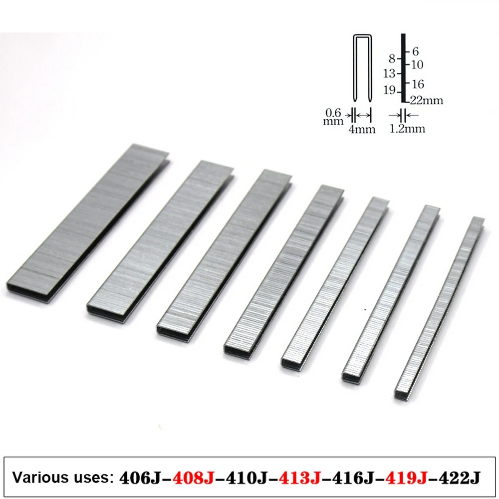 5000pcs U Shaped Staples for Straight Row Gas Row Nail Gun Air Nail Gun Accessories for Furniture 406J 410J 413J 416J 419J 422J