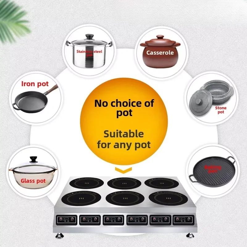 Commercial High-Power Induction Cooker Electric Touch Concave Frying Stove Flat Wok Table Top Combination For Kitchen Cooking