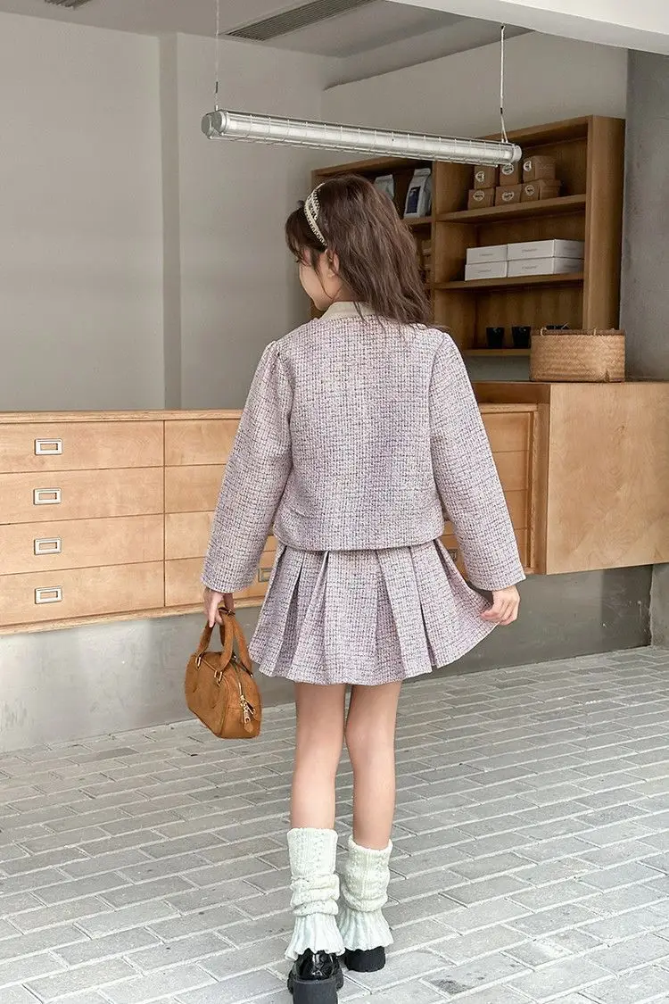 Teenager Girls Clothes Spring Autumn Kids Long Sleeve Outfits Fashion Cardigan Jacket and Short Skirt Pants 2pcs Children Sets