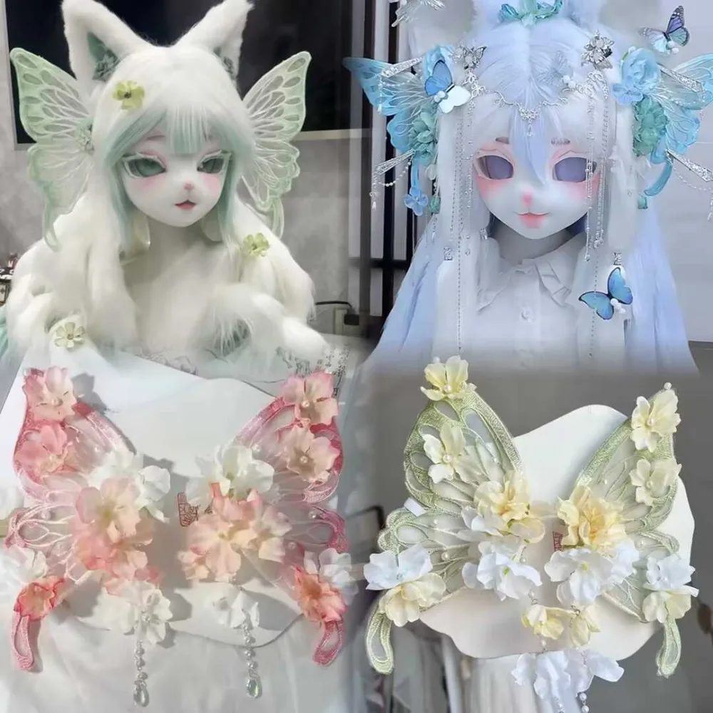 Ethereal Butterfly & Luna Moth haarclip |   Haarspeldjes met bloemenkwastjes en dierenthema |   Kawaii cosplay voor afstudeerfoto cosplay