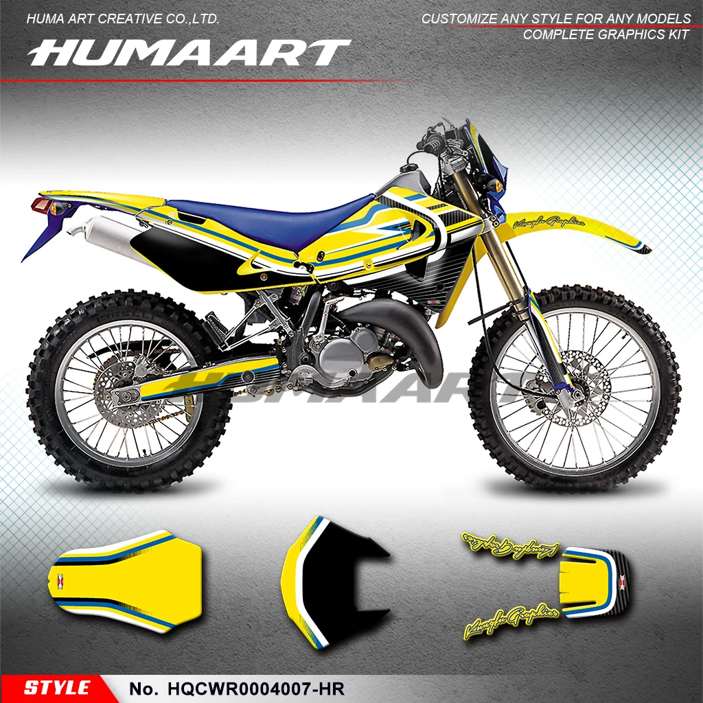 HUMAART-envoltura de vinilo personalizada para Husqvarna, gráficos Dirtbike, WR CR 125, 250, 450, 2000, 2001, 2002, 2003, 2004, HQCWR0004007-HR